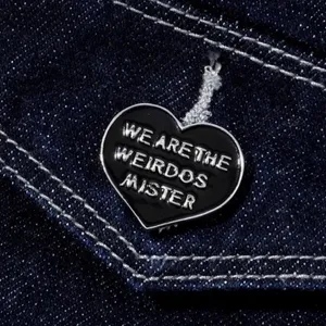 NWT Black Enamel Heart Shaped Lapel Pin Brooch WE ARE THE WEIRDOS, MISTER 🖤🖤🖤 thumbnail 2