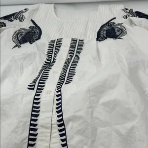 Embroidered White and Black Mini Dress thumbnail 15