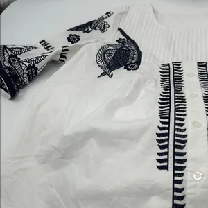 Embroidered White and Black Mini Dress thumbnail 8