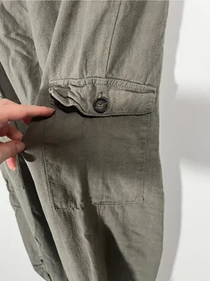 Vintage Petites Linen Blend Cargo Pants Green Size Petite Large thumbnail 9