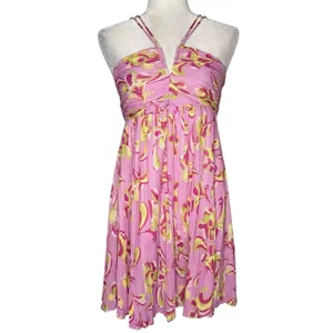 Zara Mini Swing Babydoll Dress M Pink Pleated Backless Gathered Bust‎ Sundress thumbnail 2