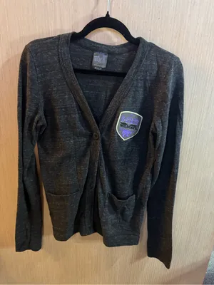 Women’s My U Kansas State Charcoal Button Cardigan with Wildcats Patch Medium Gray thumbnail 1