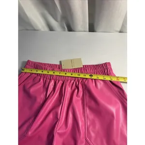 NWT ee:some Faux‎ Leather High Waisted Shorts Hot Pink Elastic Waist Size Large thumbnail 6