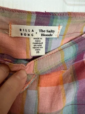 Billabong x The Salty Blonde Break Point Cropped Linen Blend Plaid Pants 25 thumbnail 4