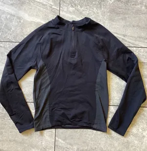 Halara NWOT Womens Quarter Zip Long Sleeve Activewear Top Black Ribbed Panels L thumbnail 1