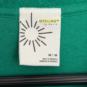 OFFLINE by Aerie Womens Green Terry Cloth Quarter Zip Pullover Sweatshirt Medium thumbnail 5