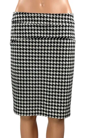 Michael Kors Women's Black Houndstooth High Waist Pencil Mini Skirt Size 6 thumbnail 1