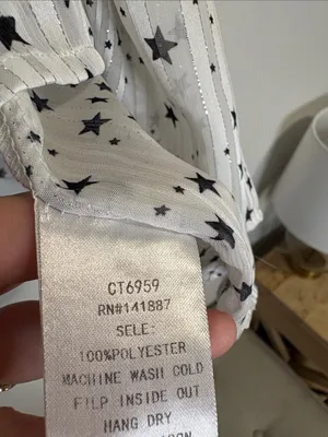 Tallulah Kate White flowy tiered Blouse Black Stars and Balloon Sleeves thumbnail 3