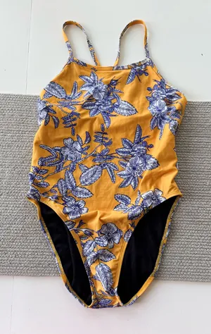 Jolyn Clothing Brandon 2 Yellow Blue Floral Onesie Swimsuit Sz 32 RARE Print thumbnail 1