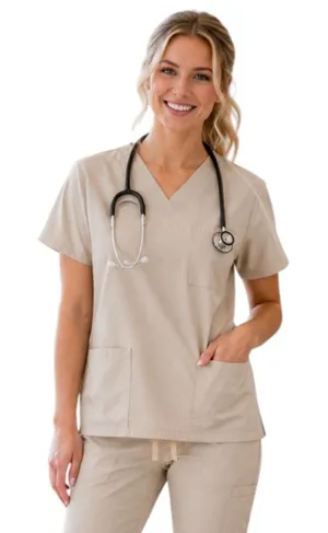 All Heart Biege Scrubs Top, S thumbnail 1
