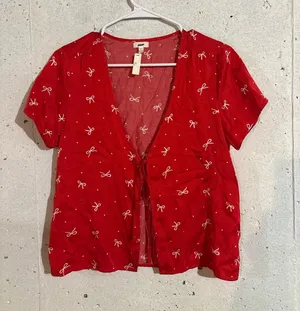 Aerie Tie Front Bow Sleep Shirt | Size: Small thumbnail 1