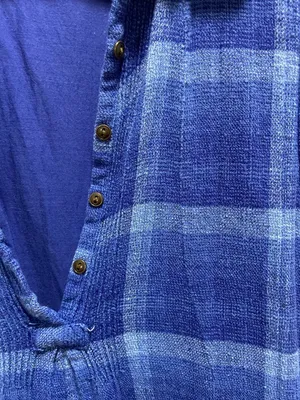 Anthropologie Isabella Sinclair Tillie Linen Plaid Dress Blue Size M Cottagecore thumbnail 8