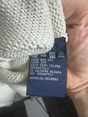 S253. Tommy Hilfiger Big Flag Logo Cream Cotton Crewneck Sweater thumbnail 3
