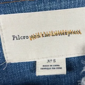Pilcro and the Letterpress Small Denim Jacket Olive Green Ruffle Hem‎ Womens thumbnail 10