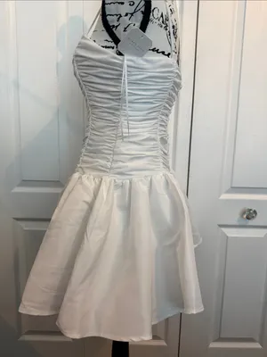 Altar'd State White Ruched Strapless Mini Dress thumbnail 5