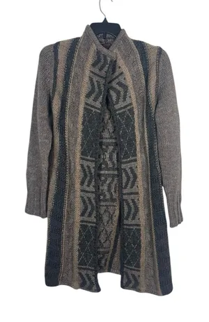 Gottardi Collection Made In Italy Boho Knit Open Front Cardigan Alpaca Wool L thumbnail 1