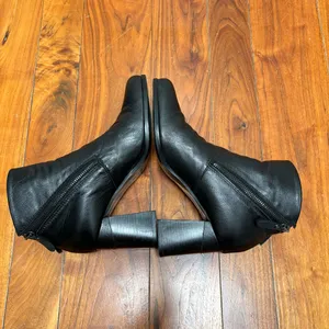 ALL BLACK Footwear Heeled Ankle Boots Dual Zipper in Black Leather 41 / 10.5 thumbnail 8