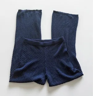 Shade & Shore Womens Navy Blue Crochet Knit Swim Cover Up Pants Size‎ Small 4-6 thumbnail 1