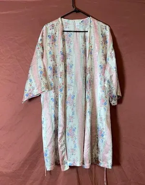 FLORAL SATIN DUSTER / HOUSE ROBE Pink Size XL thumbnail 1