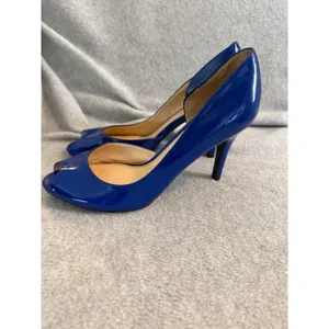 Marc Fisher Joey Cobalt Blue Patent Peep Toe d'Orsay Heels Womens 8M MFJOEY thumbnail 2