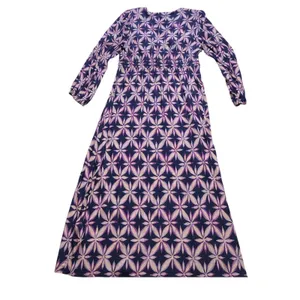Electric & Rose Purple Geometric Floral V-Neck Smocked Maxi Dress Pockets L thumbnail 3
