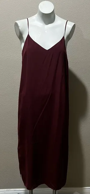 Madewell burgundy spaghetti strap dress thumbnail 1