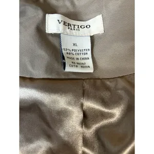 Vertigo Paris Womens XL Olive Taupe Ruffle Collar Belted Trench Coat Jacket thumbnail 8