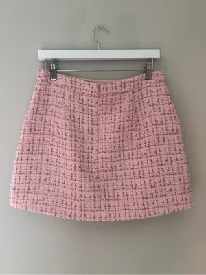 Lulus Charmed Perfection Pink Tweed Sequin Pearl Mini Skirt Large thumbnail 5