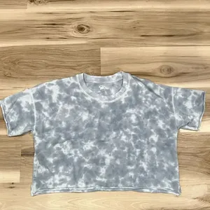 Aerie Sunset Blue and White Cropped Short Sleeve Shirt Women’s Small thumbnail 6