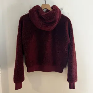LULULEMON- Textured Fleece 1/2 Zip Red Merlot Pullover Hoodie Warm Comfy Cozy thumbnail 4
