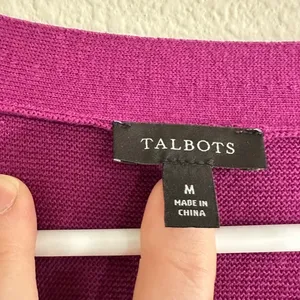 Talbots Purple Magenta‎ V-Neck Button Front Cardigan Sweater Lightweight Casual thumbnail 3