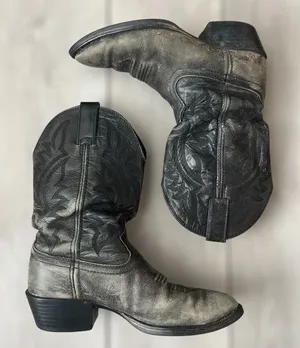 Tony Lama women’s distressed thrashed black leather western boots thumbnail 1