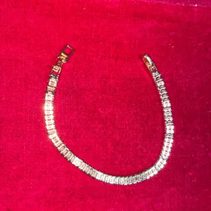 Sparkling Gold Tone Baguette CZ Tennis Bracelet thumbnail 3