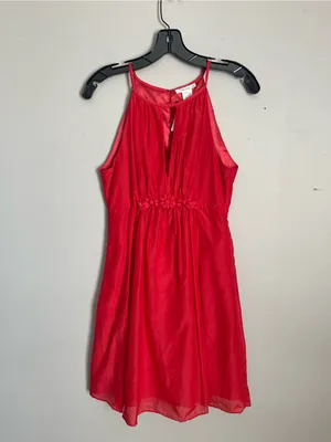 ESLEY Red Silk Blend Sleeveless Mini Dress Sz M thumbnail 2