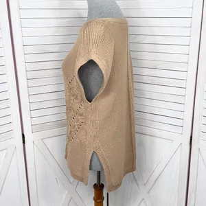 White House | Black Market Boho Multi Knit Sleeveless‎ Slouchy Sweater Vest Tan XS thumbnail 3