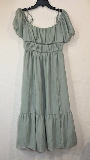 ASTR The Label Sage Green Off The Shoulder Midi Dress Small thumbnail 1