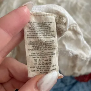 Free People Striped Hooded Flowy Button Down Shirt Sz Medium Raw Hem Neutral‎ thumbnail 5