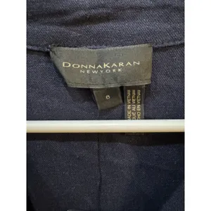 Donna Karan New York Women's Collared 3/4-Sleeve Midi Dress Size 6 Navy Linen thumbnail 7