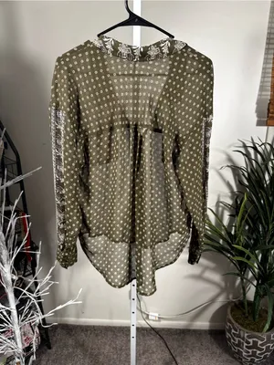 B69. Free People olive green button up blouse -oversized fit thumbnail 7