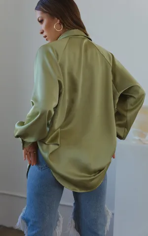 Miss Lola Satin Button Down Long Sleeve Blouse thumbnail 8