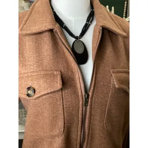 Hem & Thread Womens Brown Zip Up Plaid Lined Shacket Jacket Style 31200 Small thumbnail 2