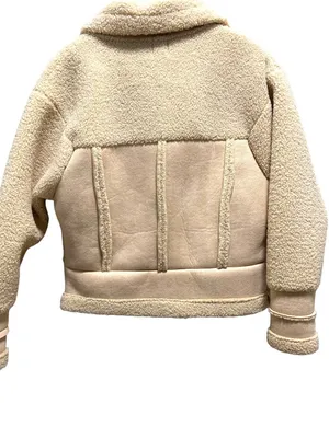 Princess Polly Moondance Faux Sherpa Aviator Jacket Beige Size S/M Neutral Fall thumbnail 13