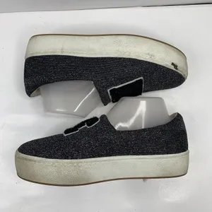 Zara 9 Sneakers YEAH Slip On Black Metallic Platform Canvas Casual Varsity Shoes thumbnail 5