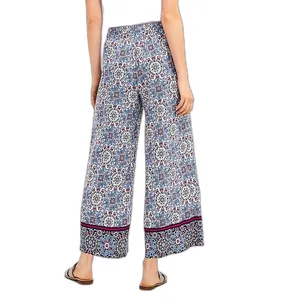 Loft Fluid Wide Leg Crop Pants in Medallion Linen Blend‎ ladies size medium thumbnail 2