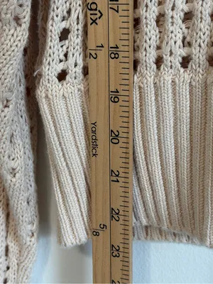 J. CREW Open Knit Sweater Large Tan Beige BZ498 Travel Coastal thumbnail 8