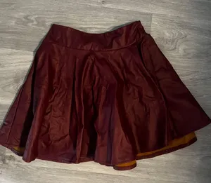 Maroon Leather Circle Skirt thumbnail 3