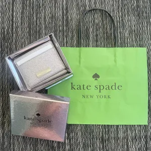 Kate Spade Card Holder Kenzie Metallic Saffiano Lunar NWT Bag Sparkle Silver thumbnail 1