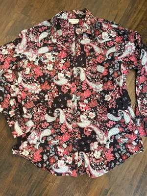 ARIAT Women’s Size XL Western Shirt Floral Design With Pearl Snaps thumbnail 1