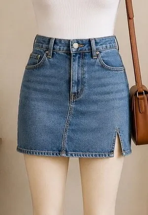 American Eagle Womens Denim Skort High Rise Next Level Stretch Blue 4 thumbnail 1