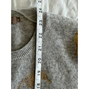 Brodie Cashmere Sweater Womens Medium Grey Foil Leopard Animal Print Crewneck thumbnail 8